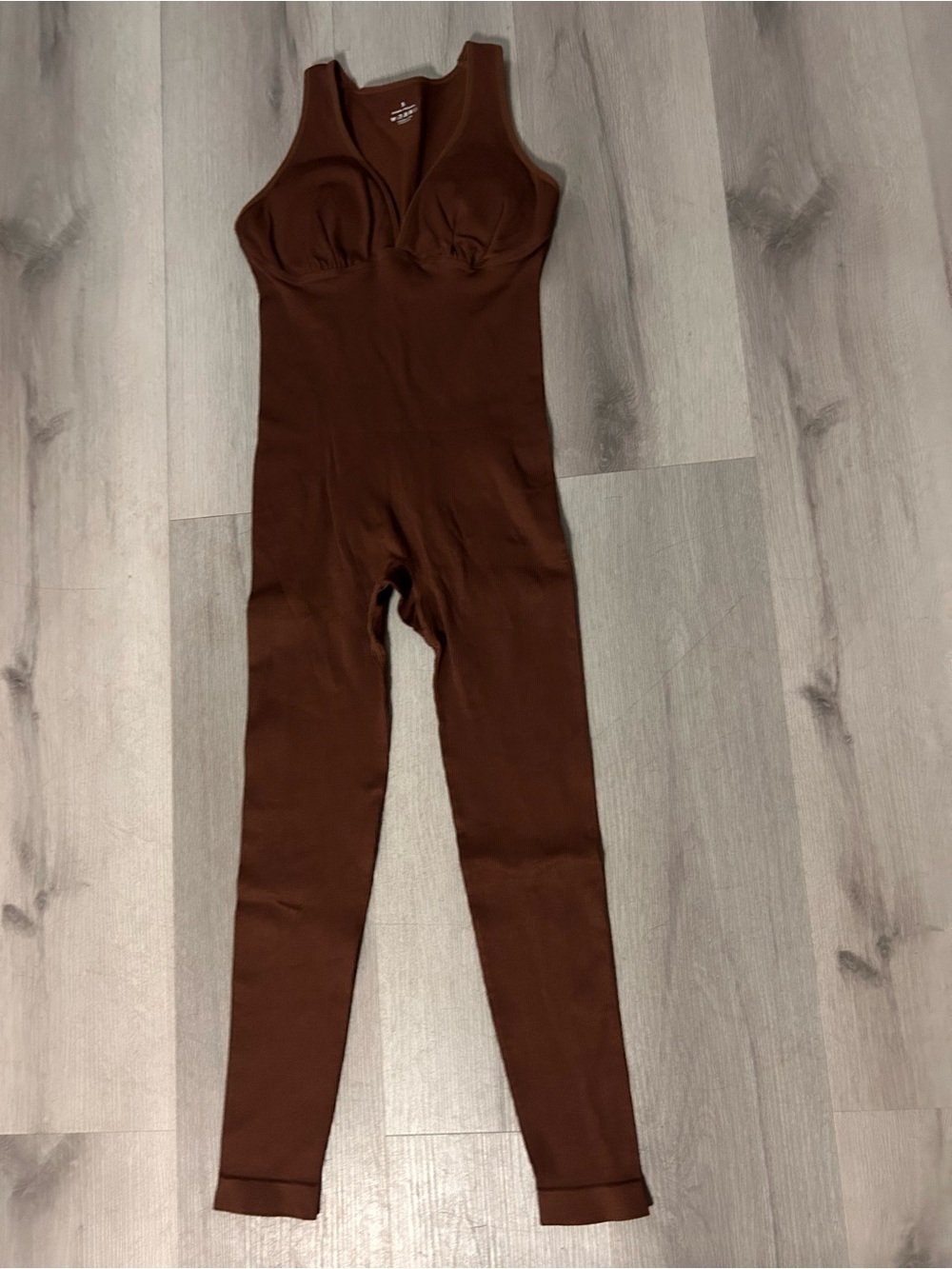 Brown Sculpting Sleeveless Jumpsuit